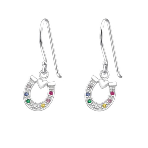 Színes Köves Patkós Ezüst Akasztós Fülbevaló Színes Köves Patkós Ezüst Akasztós Fülbevaló