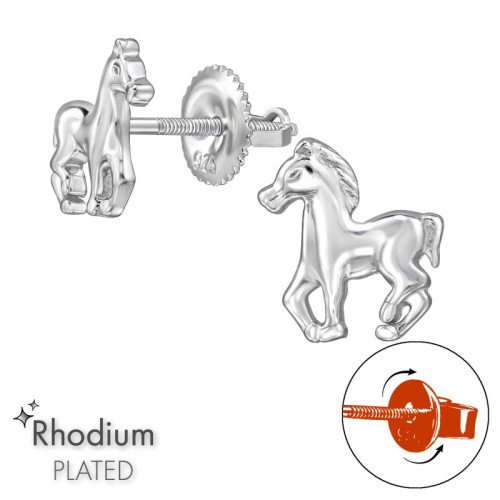 Csavaros ezüst Stift Lovas Fülbevaló