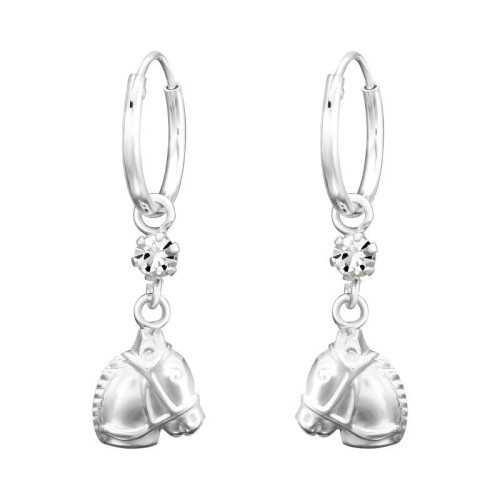 Lófej Ezüst Karika Fülbevaló, Fehér Kristállyal