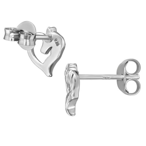 Lovas Szív Ezüst Stift Prémium Fülbevaló