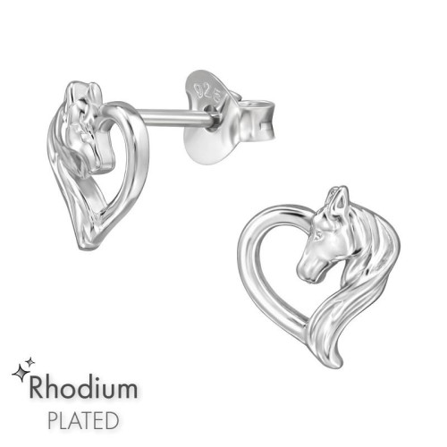Lovas Szív Ezüst Stift Prémium Fülbevaló