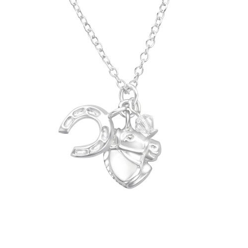 Lovas és Patkós Kristály Ezüst Nyaklánc