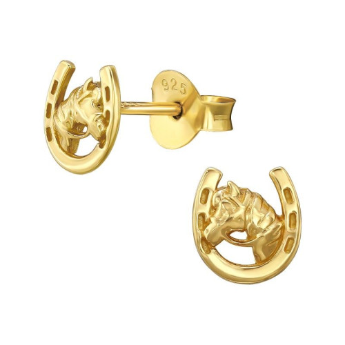 Lovas Aranyozott Stift Fülbevaló - 925 Ezüst Lovas Ékszer