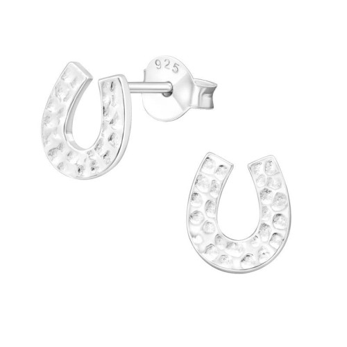 Patkós Nyomott Mintás Stift Fülbevaló - 925 Ezüst Lovas Ékszer