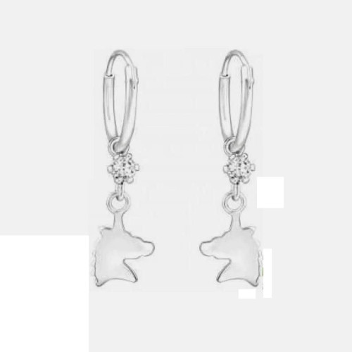 LóFej Sima Ezüst Karika Fülbevaló, Fehér Kristállyal