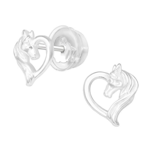 Lovas Szív Ezüst Stift Prémium Fülbevaló