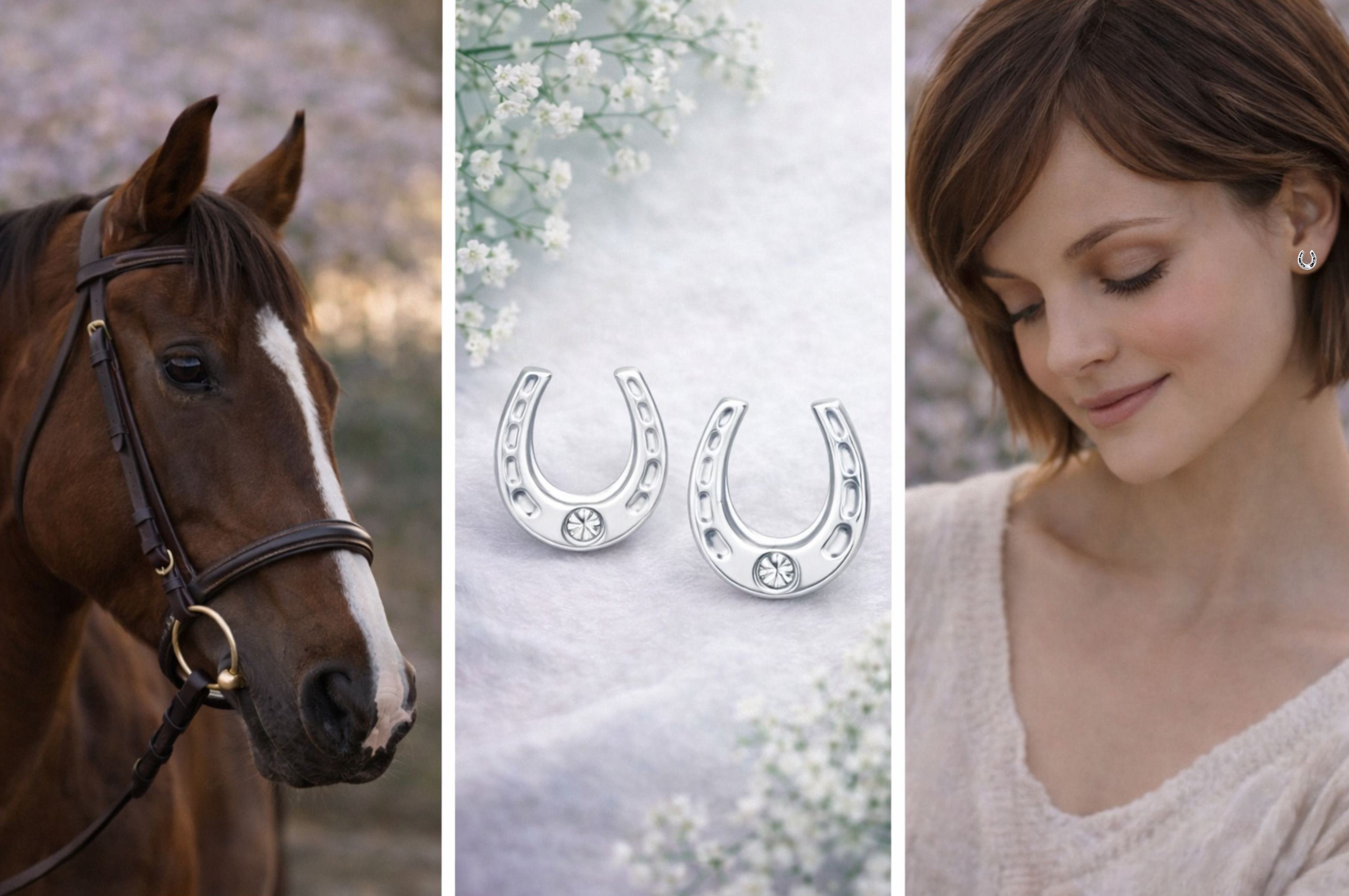 Patkó fülbevalók ló patkó motívummal ezüst ékszerként